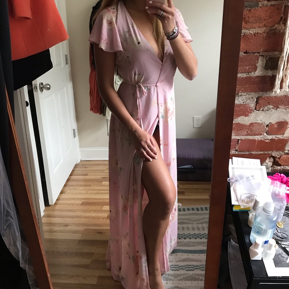 Morning Lavender Floral Wrap Maxi Dress